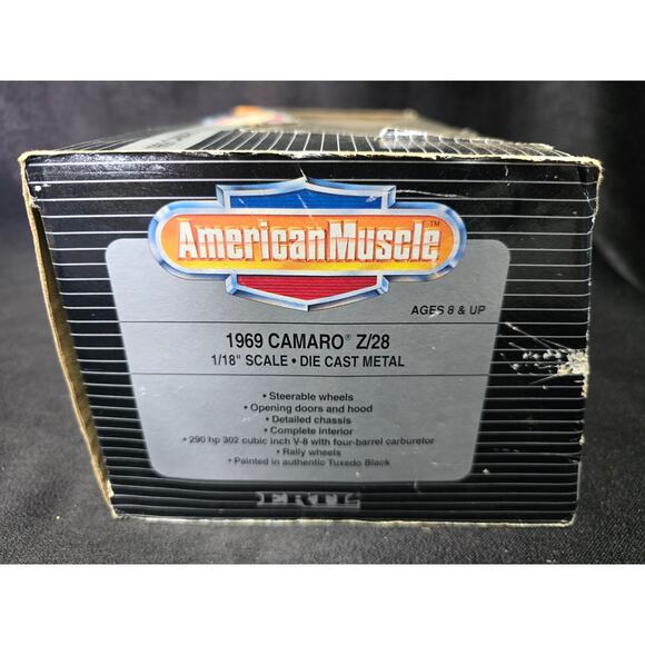 ERTL American Muscle '69 Black Chevy Camaro Z/28 1/18 Scale Die Cast Metal Car - Picture 5 of 9